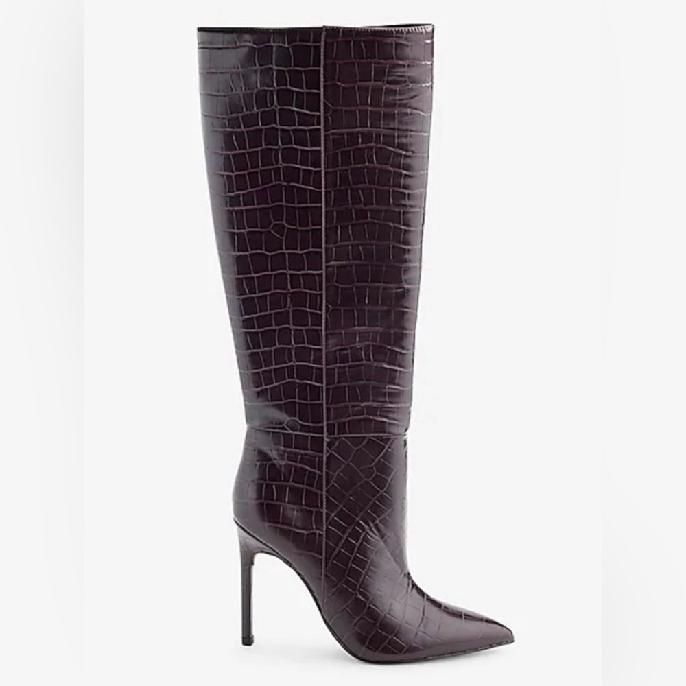 NWOT Express Knee High Boot - Purple Leather Croc - US Size 7
